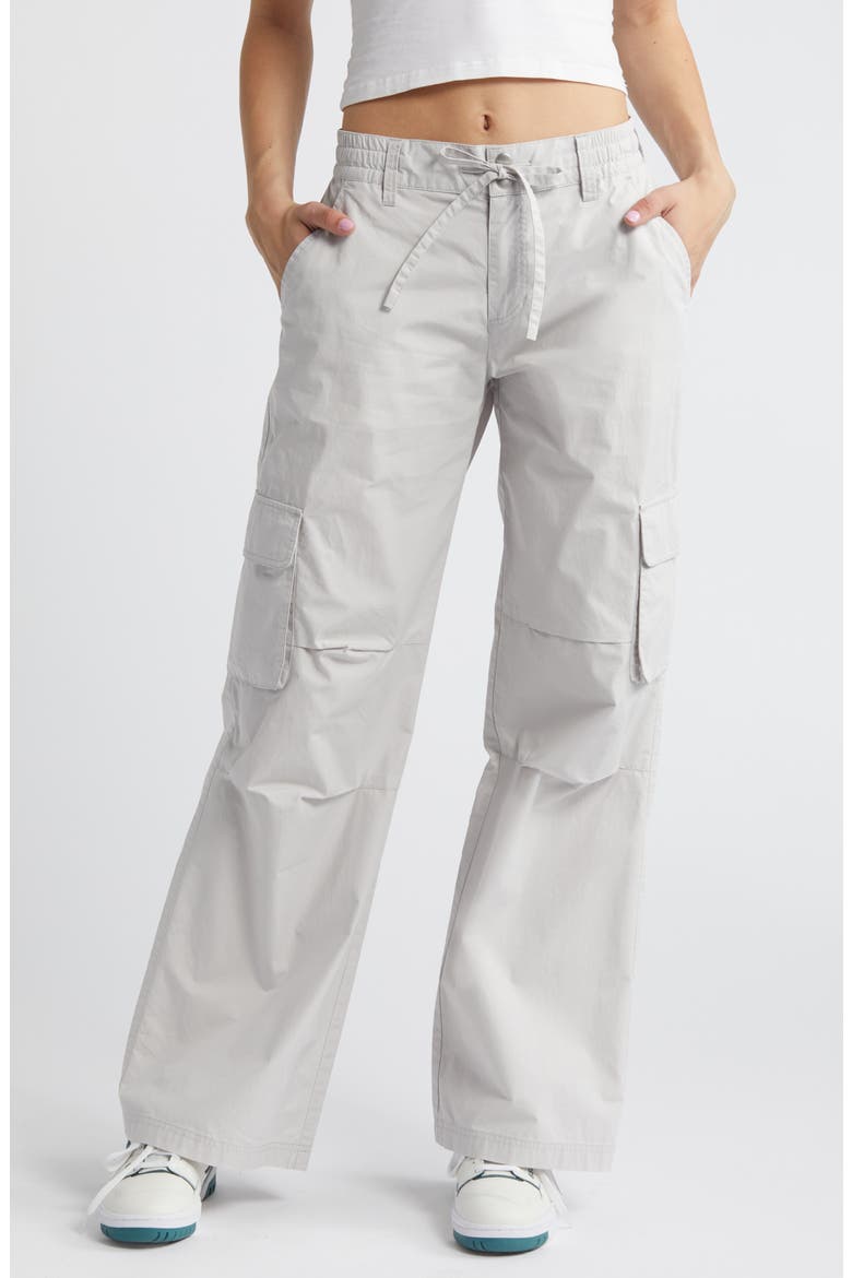 Drawstring Mid Rise Wide Leg Cargo Pants, Main, color, MICRO CHIP