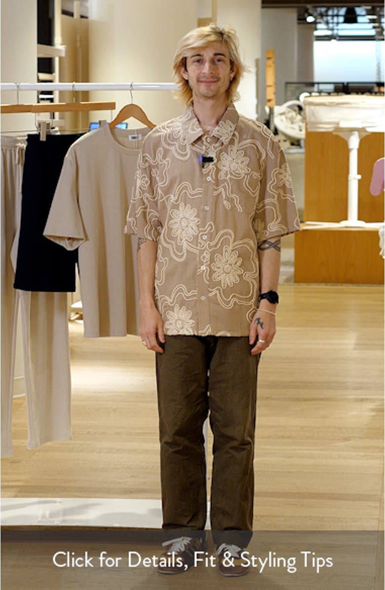 Havana Floral Embroidered Short Sleeve Button-Up Shirt, sales video thumbnail