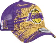 New Era Men's New Era Purple/Gold Los Angeles Lakers Tip Off A-Frame Trucker 9FORTY Adjustable Hat