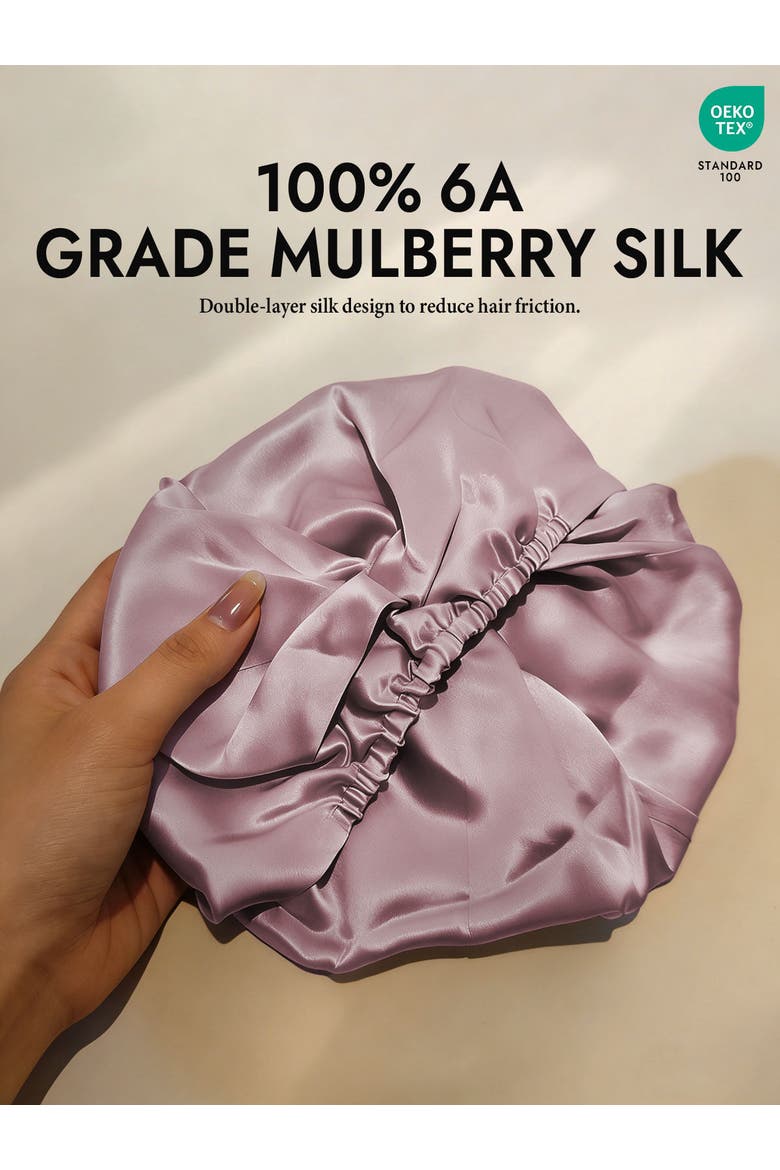 Pure Silk Double Layer Night Bonnet, Alternate, color, PaleMauve