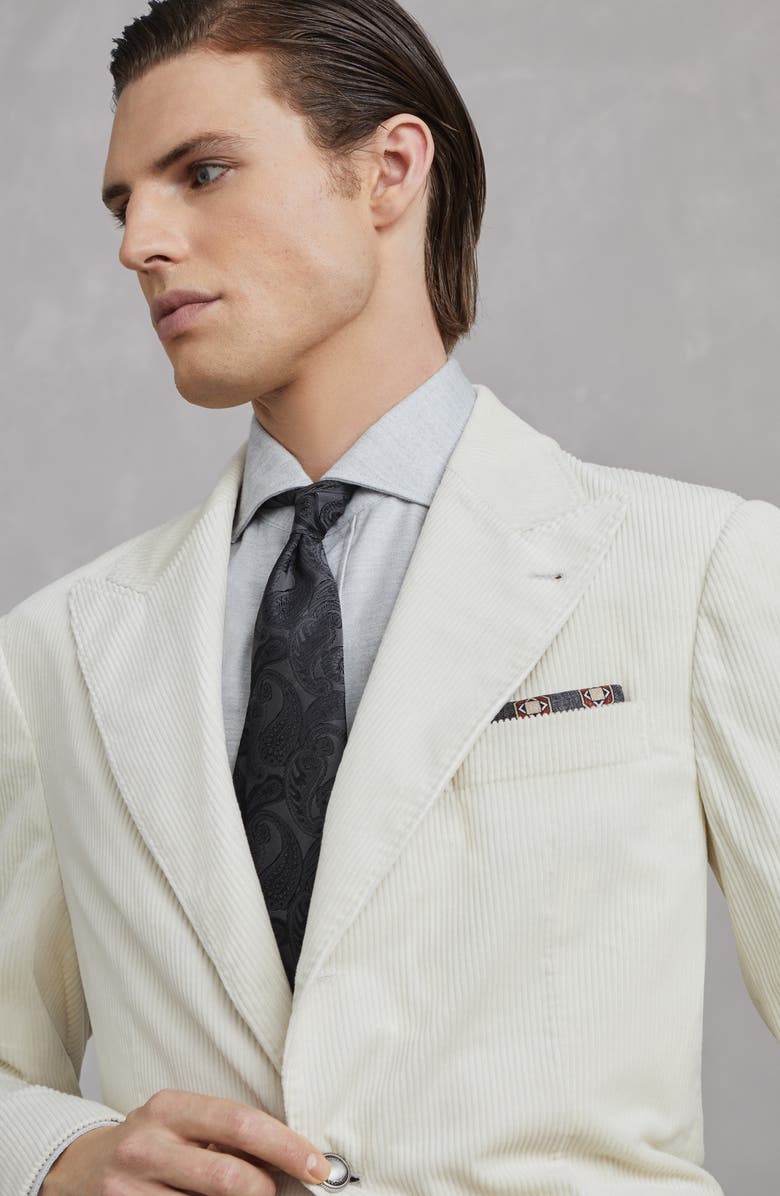 Brunello Cucinelli Double face silk pocket square, Alternate, color,