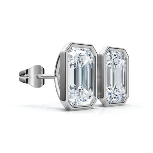 Bliss Diamond 2ct Tw Emerald Cut Bezel Diamond Studs 14k Gold Lab Grown Earrings In 14k White Gold