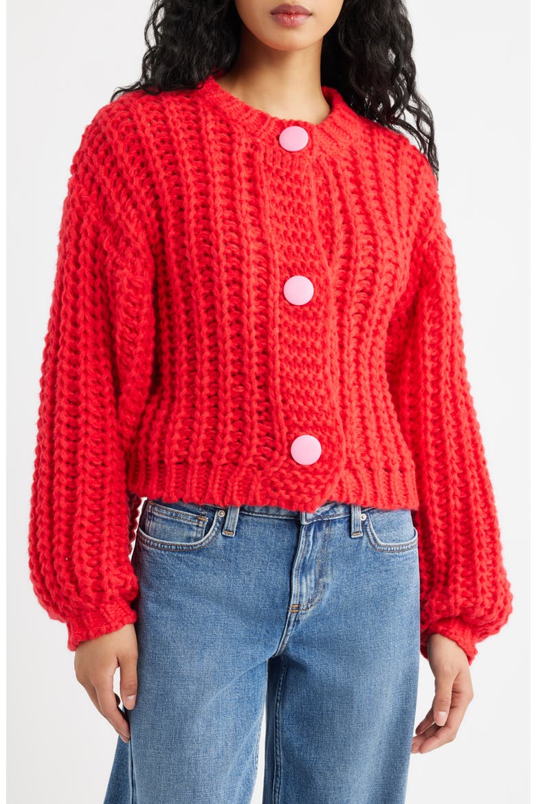 You Wish Chunky Cardigan, Main, color, RED