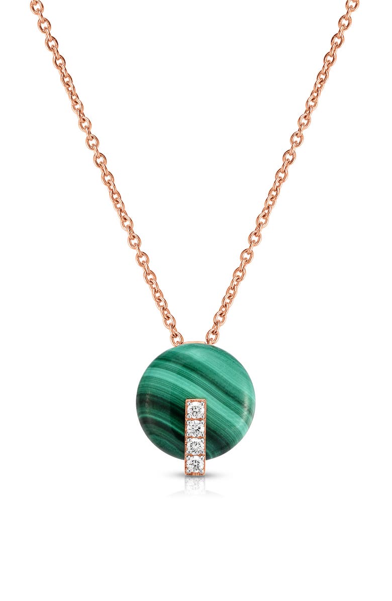 Roberto Coin Malachite Diamond Pendant Necklace, Main, color, 