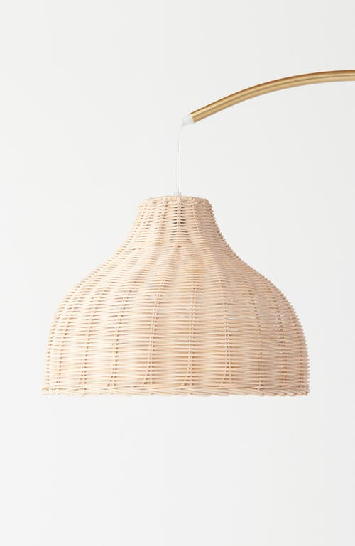 Brightech Lark 75" Boho Wicker Led Floor Lamp With Rattan Empire Shade, Bulb Included In Gold