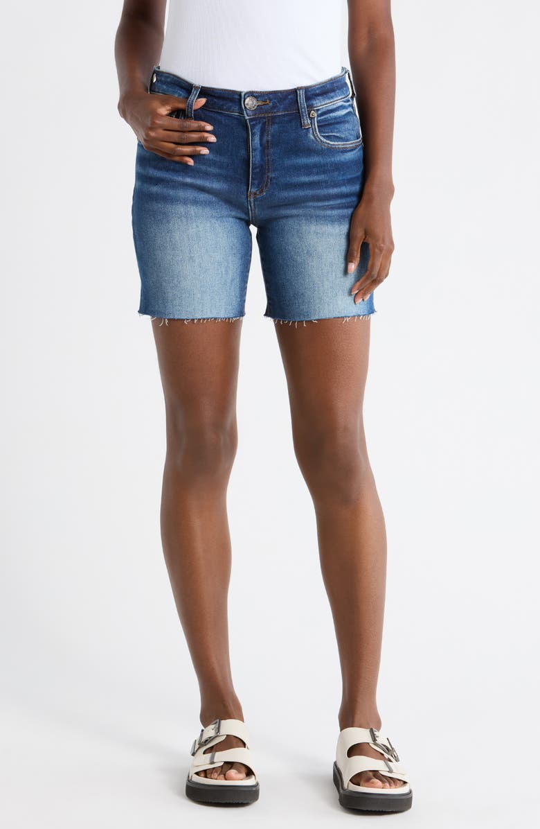 KUT from the Kloth Kity Raw Hem Denim Shorts, Main, color, Bluestar