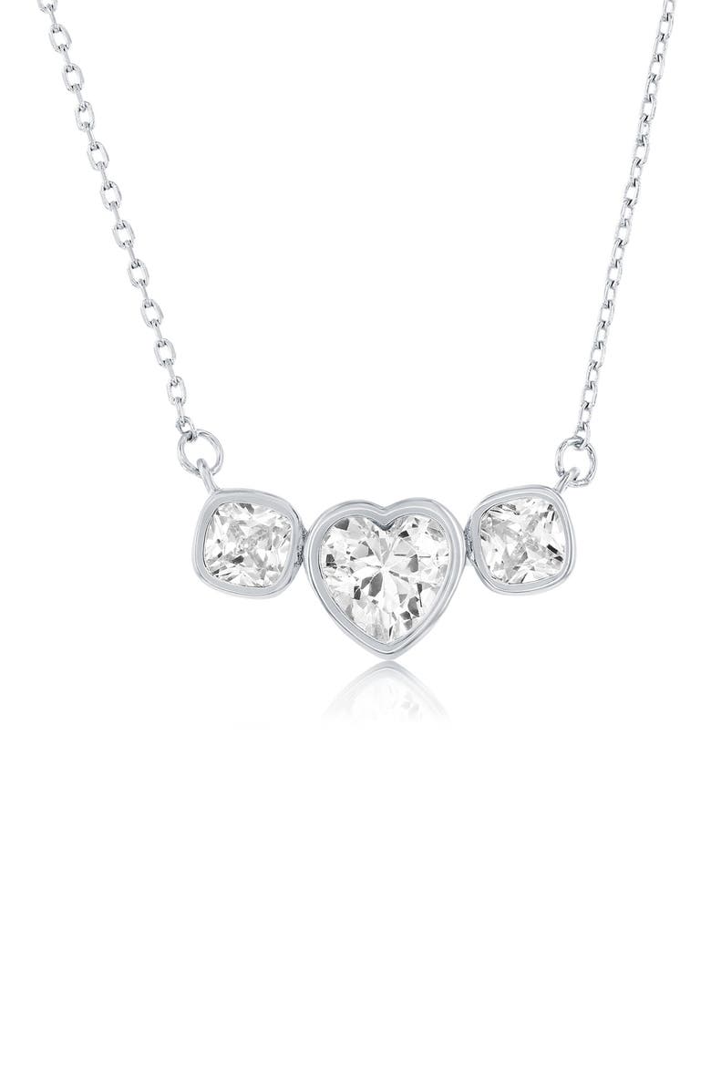 Heart Cubic Zirconia Pendant Necklace, Main, color, SILVER
