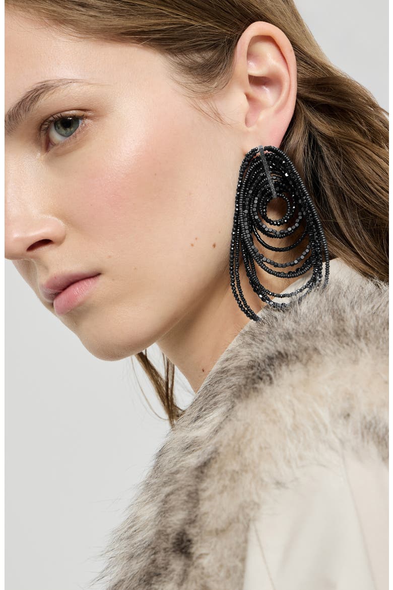 Black hematite and Sterling Silver earrings, Alternate, color, Black
