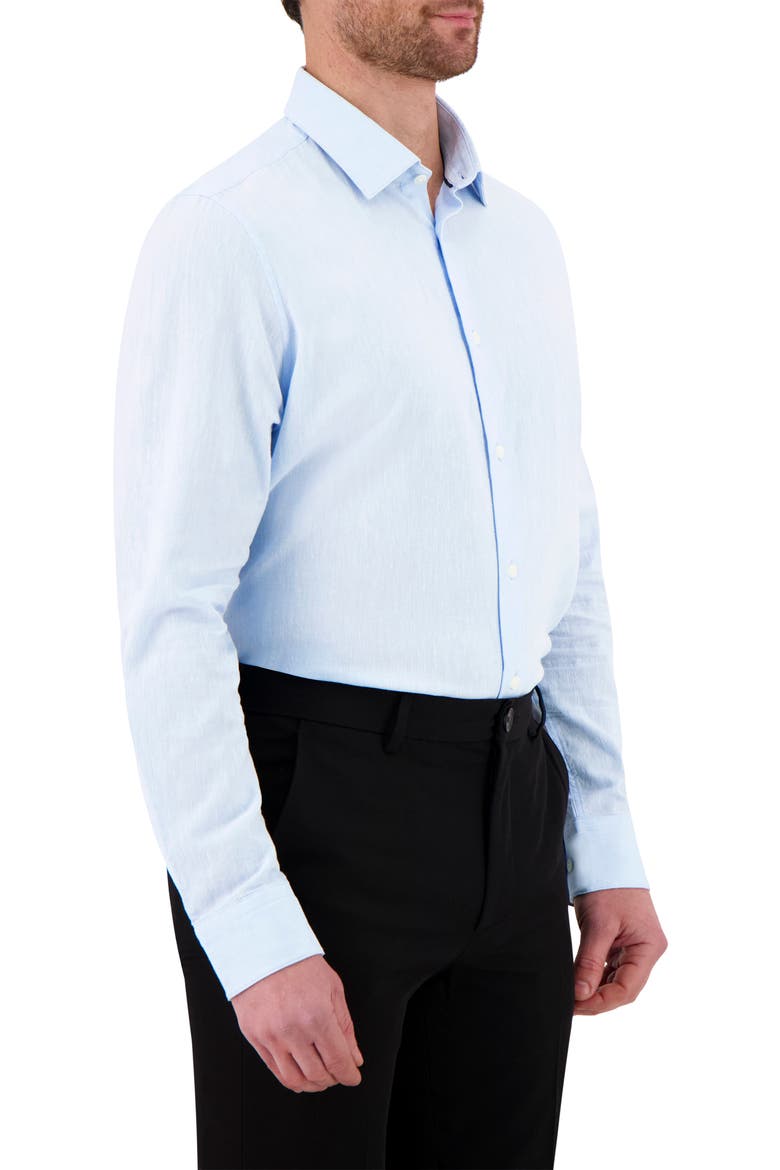 Premium Stretch Linen & Cotton Dress Shirt, Alternate, color, 49 LIGHT BLUE