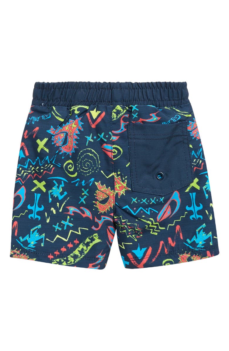 Quiksilver Long Sleeve Rashguard & Swim Trunks Set, Alternate, color, Blue/ Neon Multi