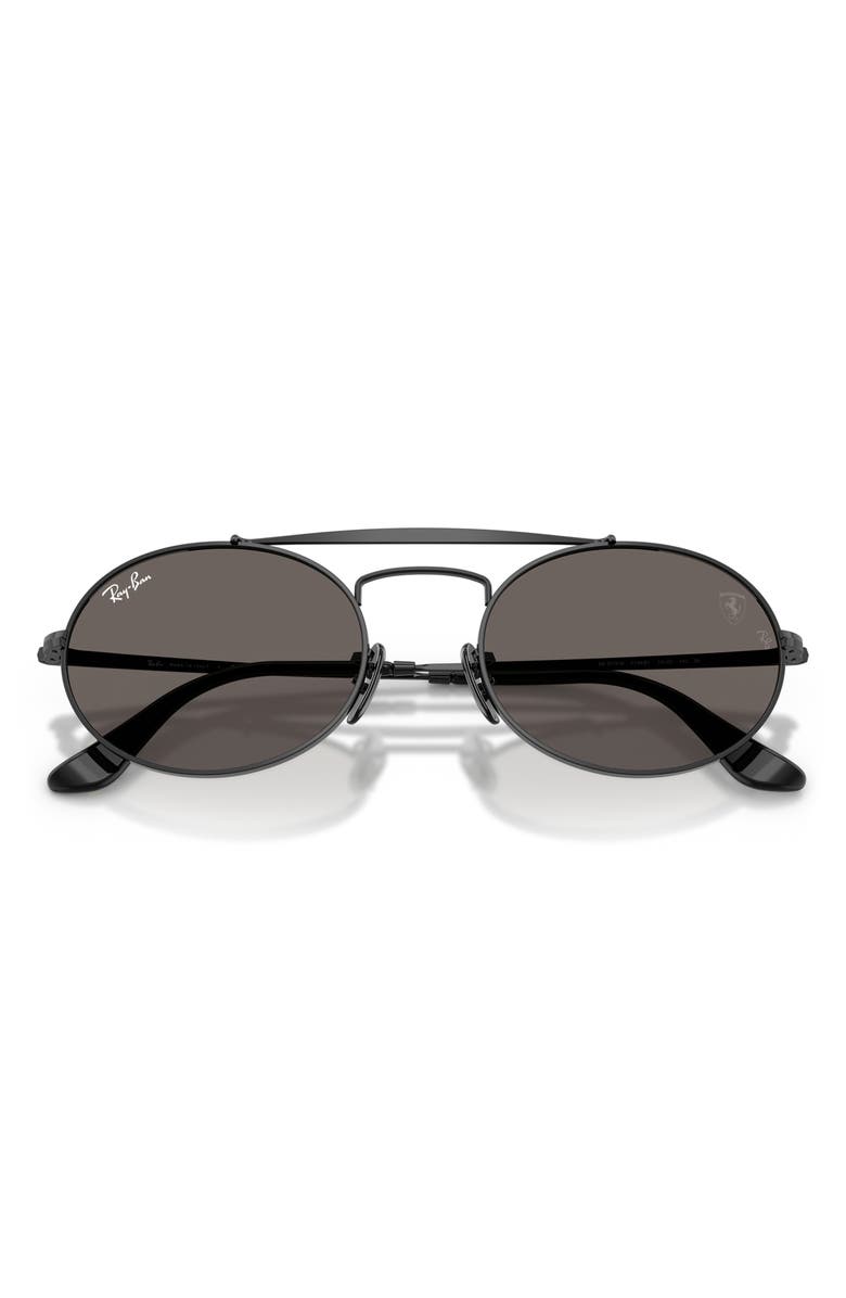 Ray-Ban 54mm Ferrari Oval Sunglasses, Alternate, color, Black / Dark Grey