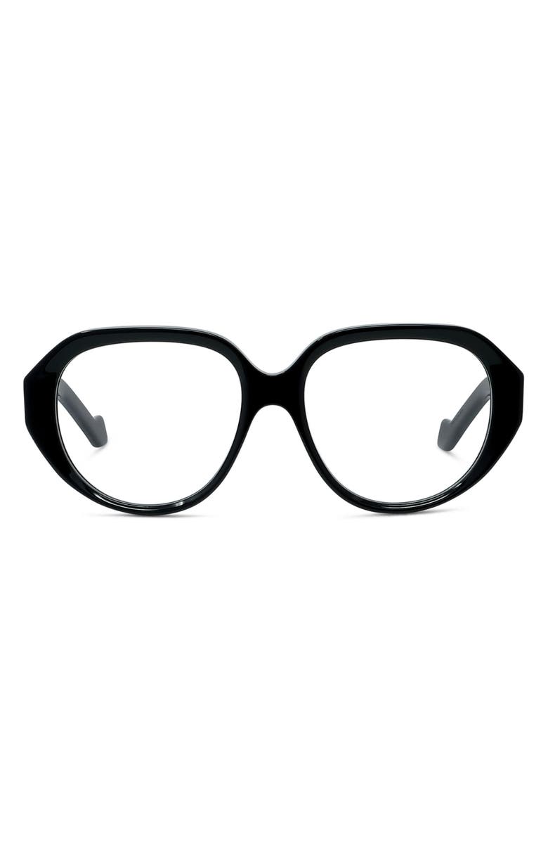 Loewe Anagram 54mm Geometric Optical Glasses, Main, color, Shiny Black