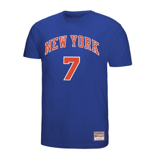 Mitchell & Ness Carmelo Anthony Royal New York Knicks Hardwood Classics Retro Name & Number T-shirt In Blue