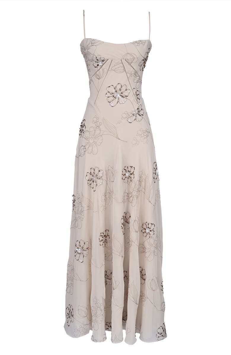 HOUSE OF CB Seren Embellished Georgette Gown, Alternate, color, Vanilla