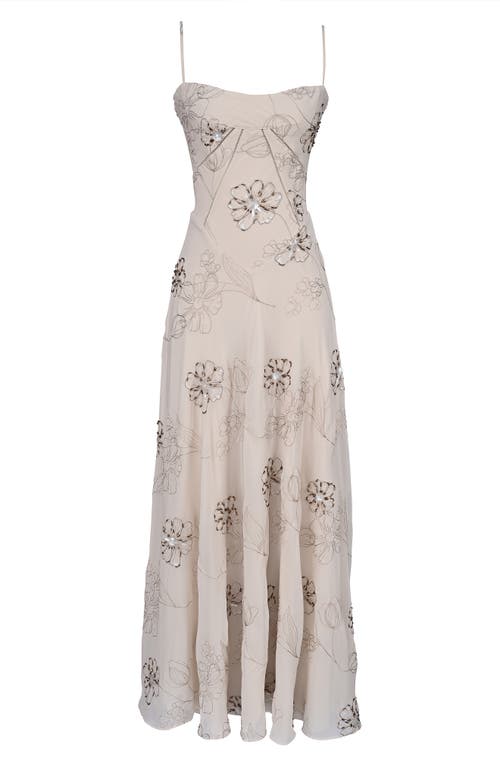 House Of Cb Seren Embellished Georgette Gown In Neutral