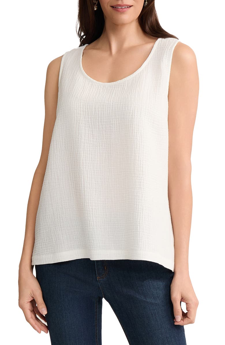 Jones New York Texture Cotton Tank, Main, color, Natural White