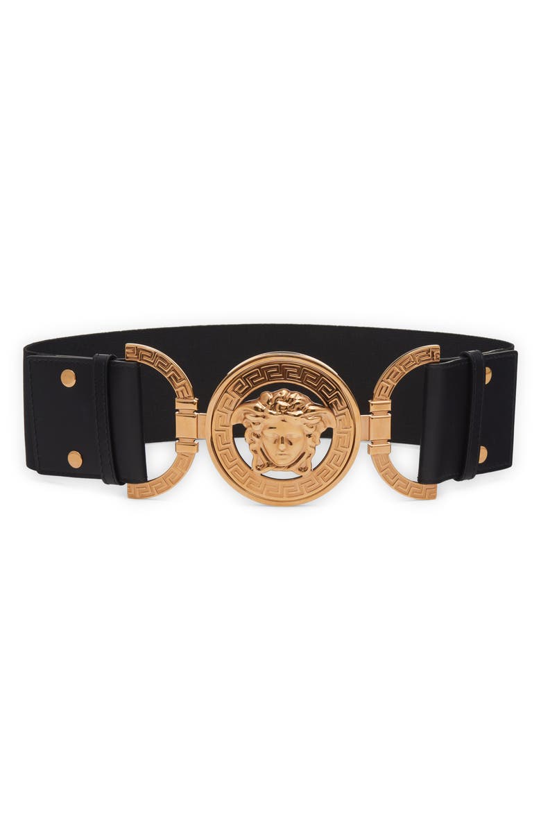 Versace La Medusa Wide Elastic Belt, Main, color, 