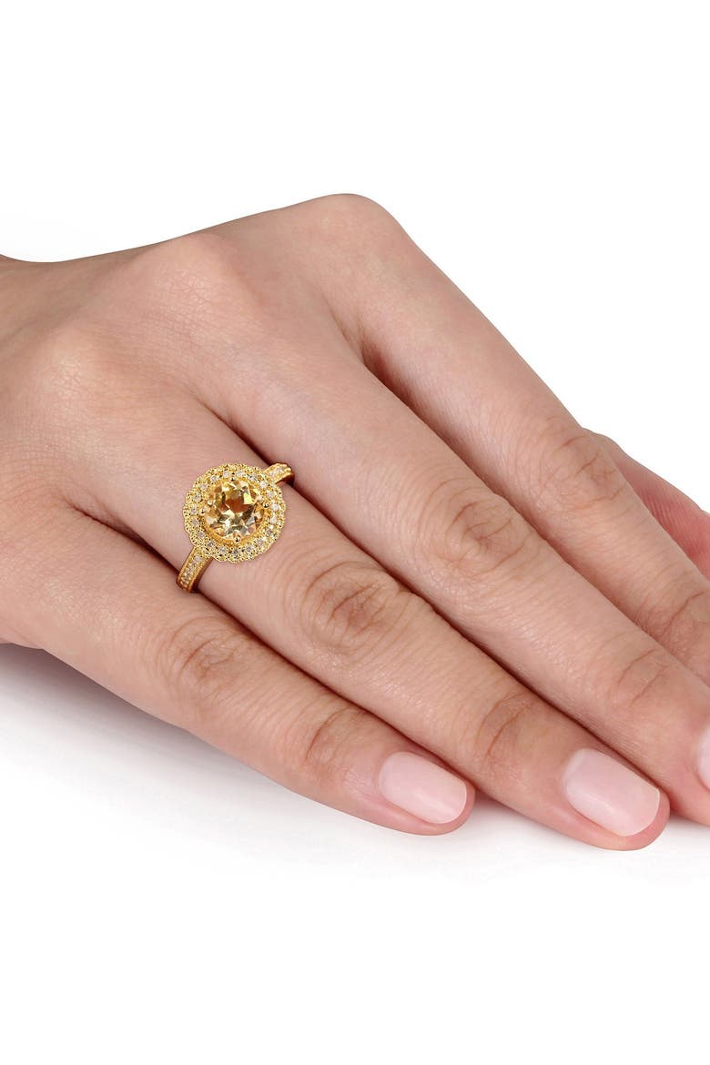 Round Citrine & Diamond Ring, Alternate, color, YELLOW
