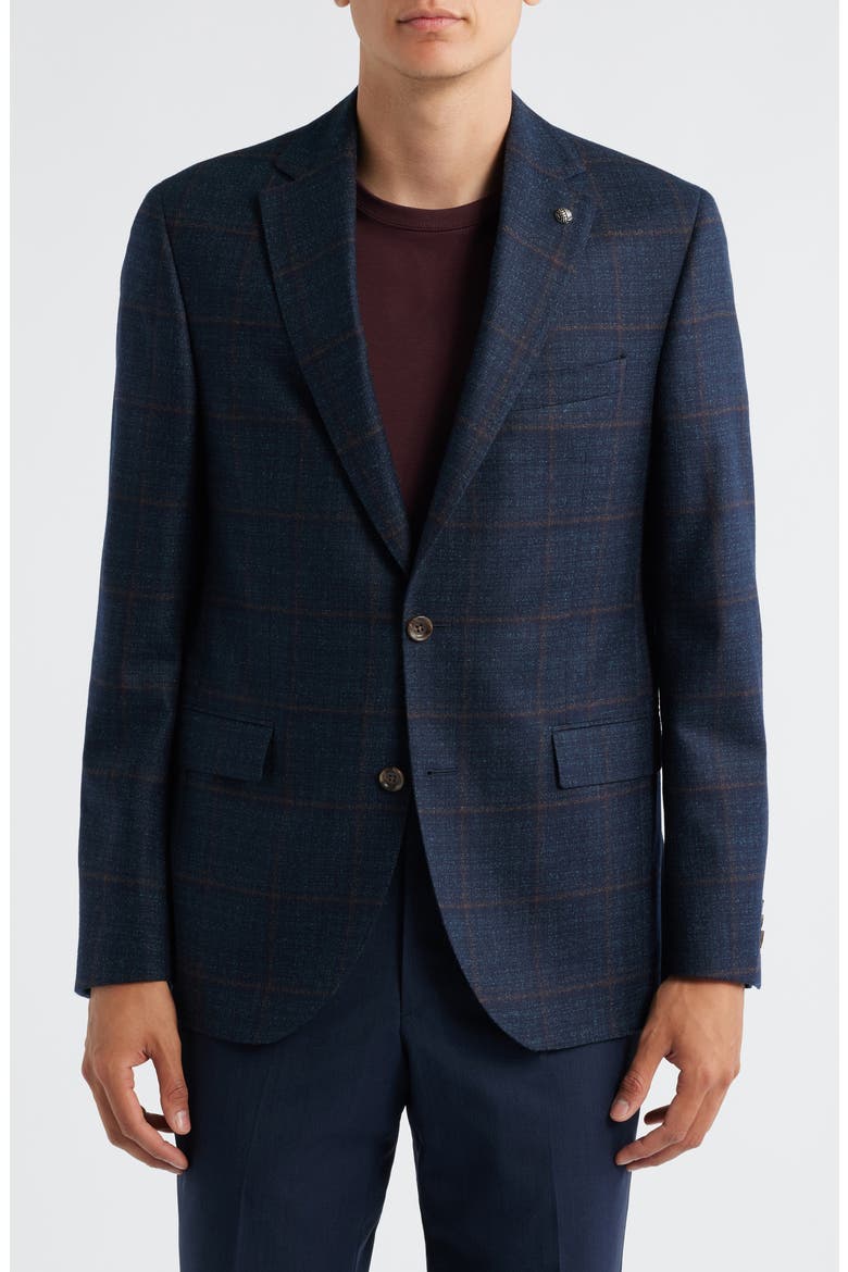 Esprit Deco Check Wool Mélange Sport Coat, Main, color, DARK TEAL