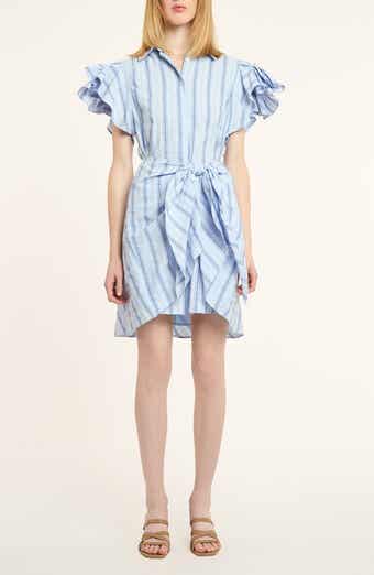 Charmine Stripe Tie Waist Mini Shirtdress