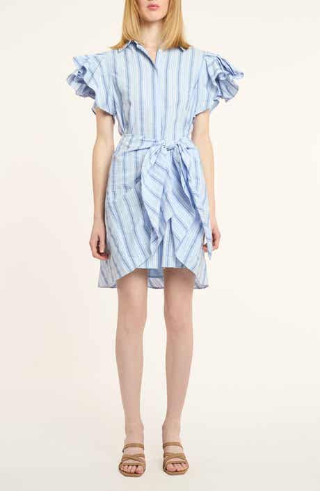 Charmine Stripe Tie Waist Mini Shirtdress
