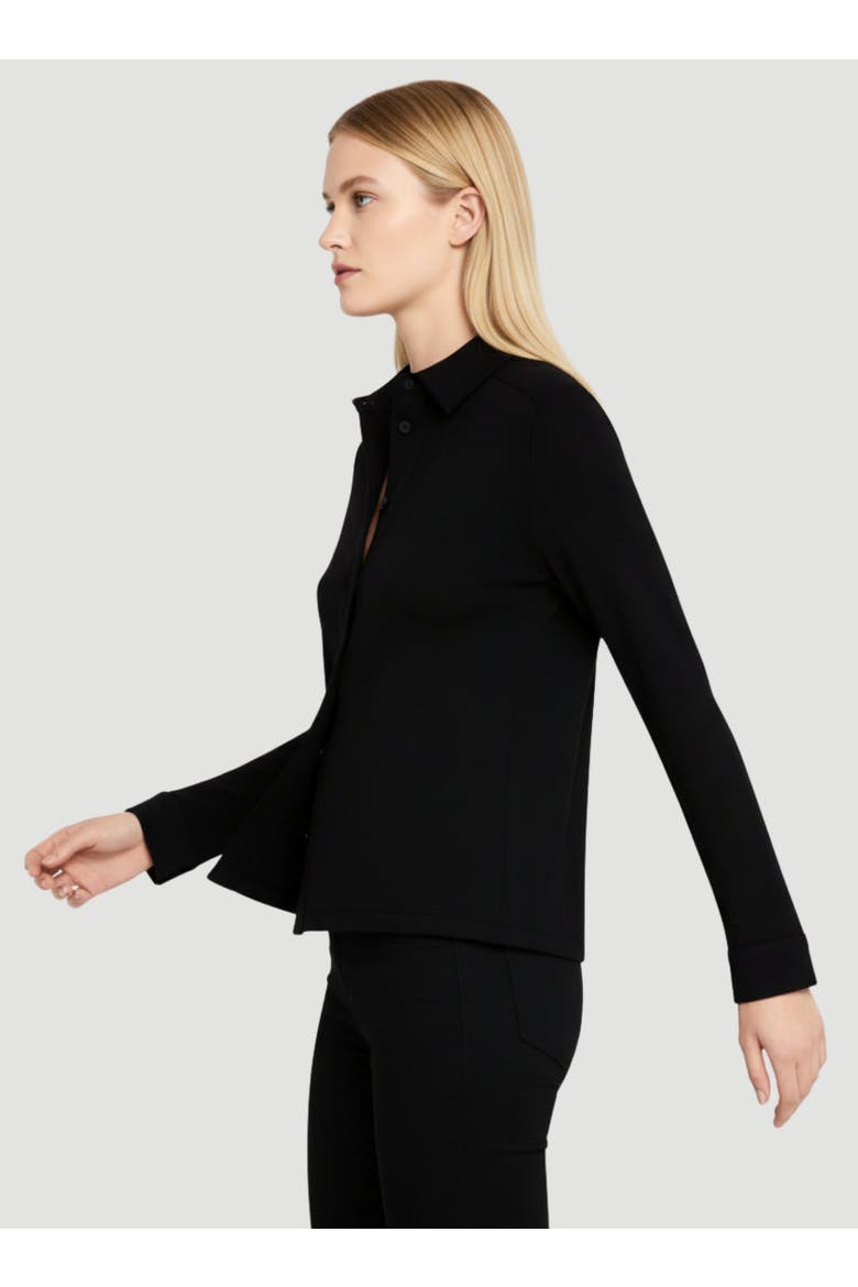French Terry Long Sleeve Shirt Jacket, Alternate, color, NOIR
