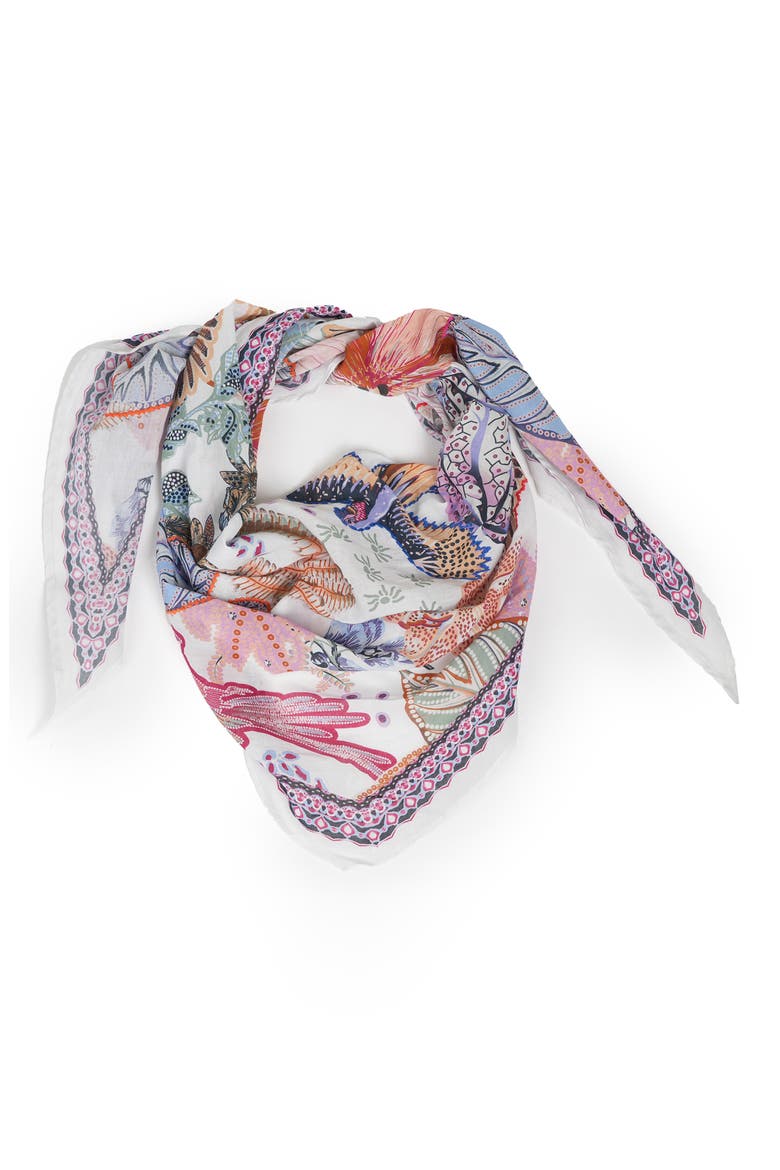 Geometric Cotton Scarf, Alternate, color, WHITE MULTI