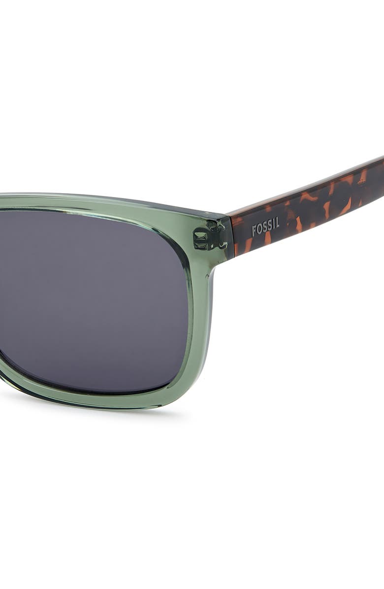 Fossil 56mm Rectangular Sunglasses, Alternate, color, Crystal Green/ Grey