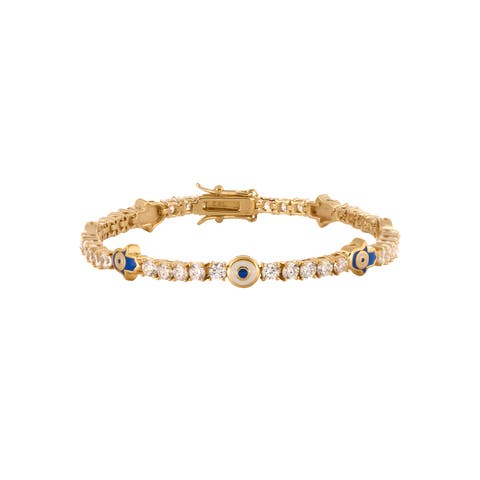 Warden of Peace Gold Evil Eye & Hamsa Tennis Bracelet