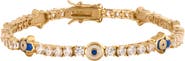Karma and Luck Warden of Peace Gold Evil Eye & Hamsa Tennis Bracelet