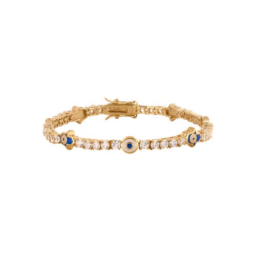 Karma And Luck Warden Of Peace Gold Evil Eye & Hamsa Tennis Bracelet In Gold