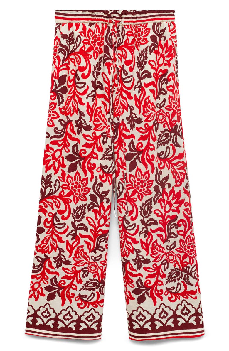 MANGO Mixed Print Drawstring Pants, Alternate, color, Off White