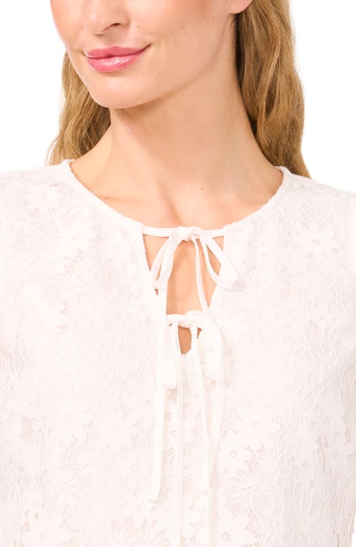 Cece Floral Lace Peplum Tank In New Ivory
