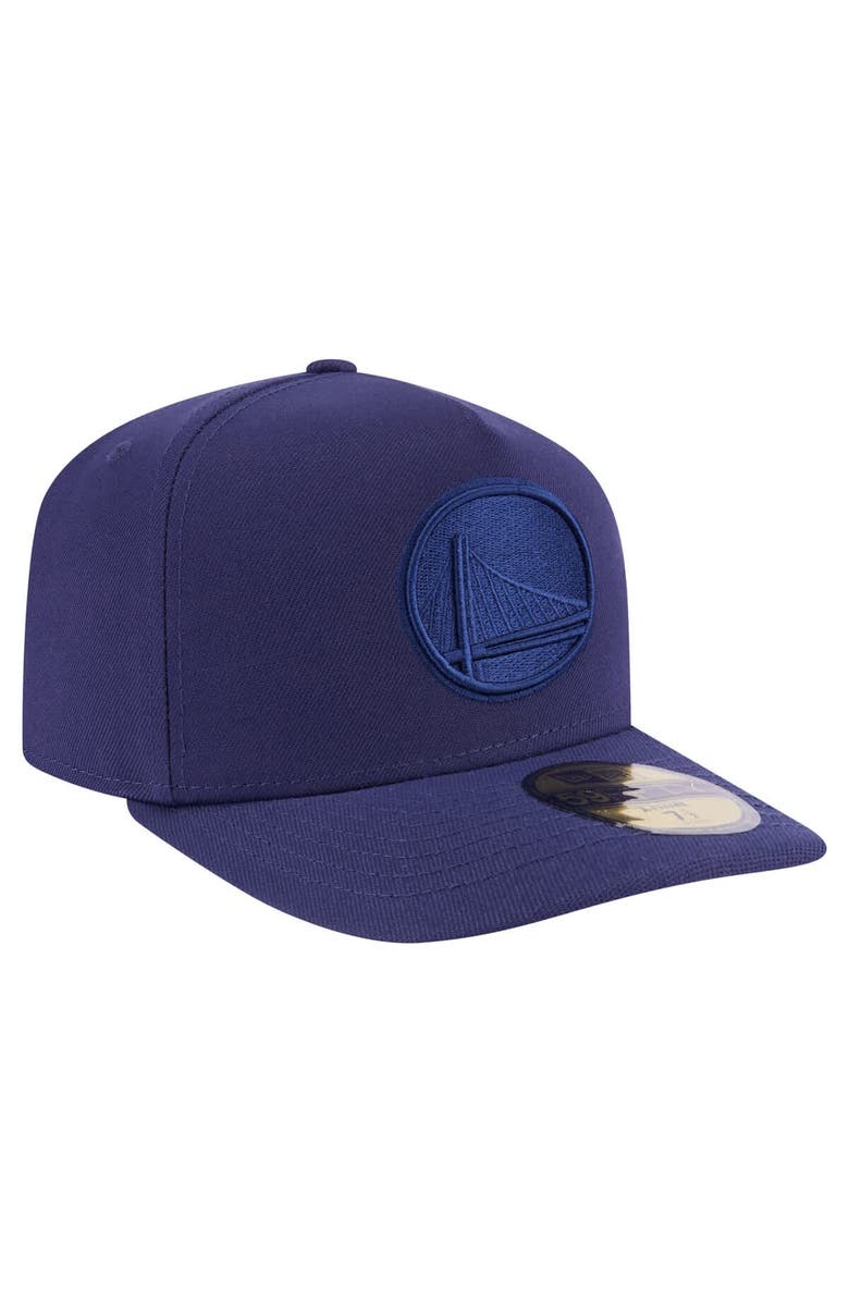 New Era Men's New Era Navy Golden State Warriors Colorpack A-Frame Pinch Front 59FIFTY Fitted Hat, Alternate, color, Navy