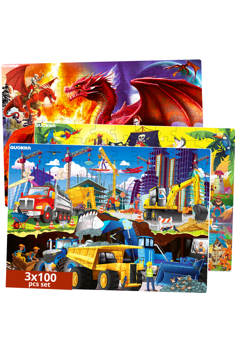 100 Piece Floor Kids Jigsaw Puzzles - 3 Set Educational Themes, Main, color, Pirates