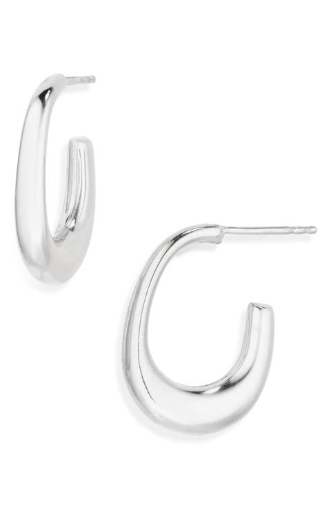 Tapered Oblong Hoop Earrings
