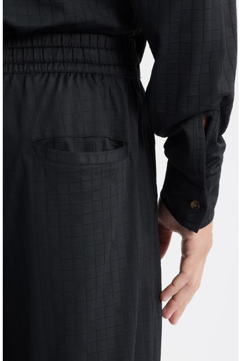 Francis Grid Stretch Nylon Blend Drawstring Pants, Alternate, color, BLACK
