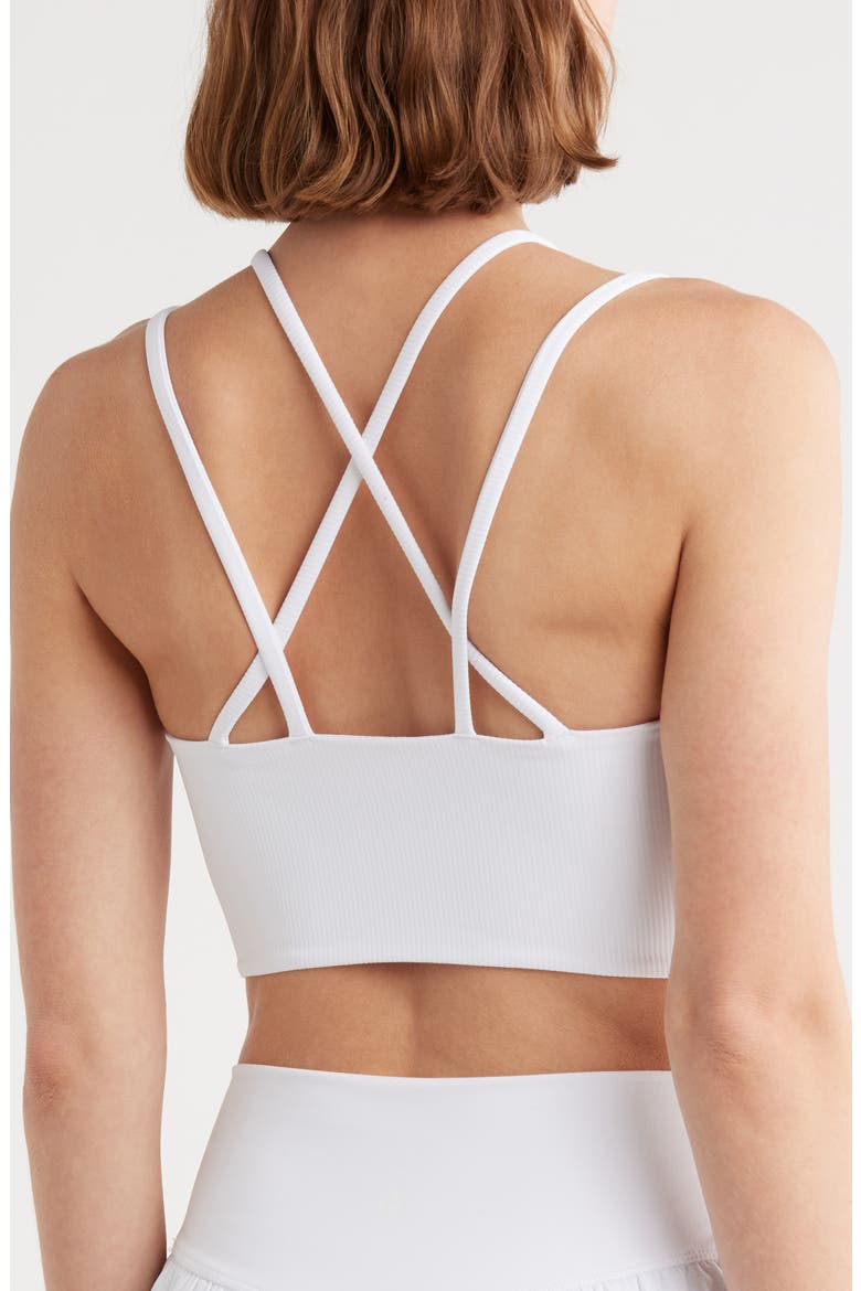 Strappy Rib Sports Bra, Alternate, color, WHITE