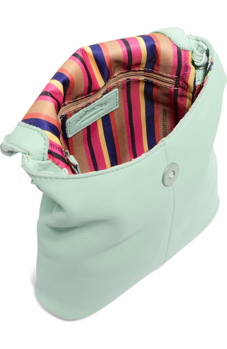 AMERICAN LEATHER CO. Large Hampton Leather Zip-Around Crossbody Bag, Alternate, color, Aquamarine