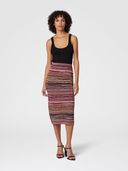 MISSONI MISSONI MIDI SKIRT IN LAMÉ EMBOSSED VISCOSE WITH WAVE PATTERN