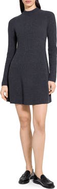 Theory Traveling Long Sleeve Wool & Cashmere Rib Dress
