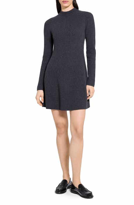 Traveling Long Sleeve Wool & Cashmere Rib Dress