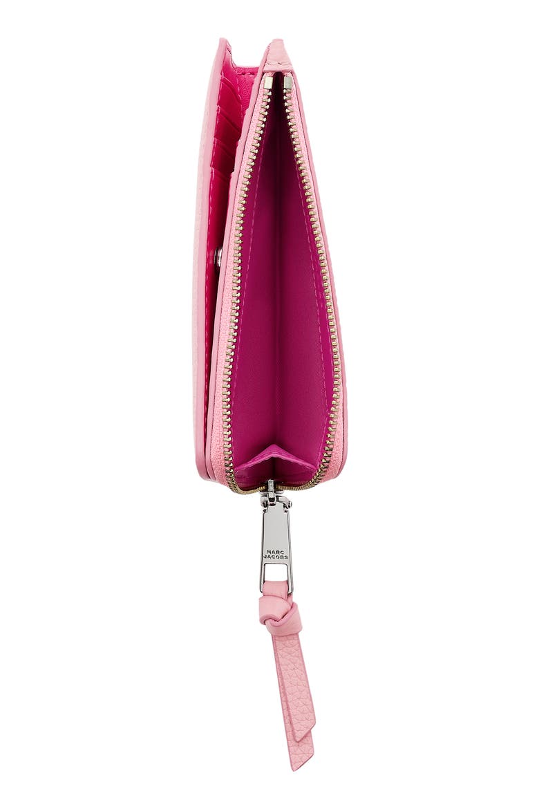 The Medium Flat Leather Wallet, Alternate, color, RIBBON PINK