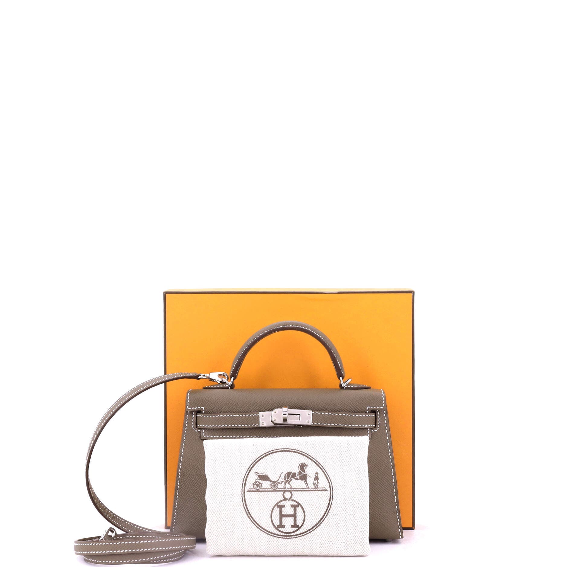 Pre-Owned Hermes Kelly Mini II Bag Grey Epsom with Palladium Hardware 20, Alternate, color, Etoupe