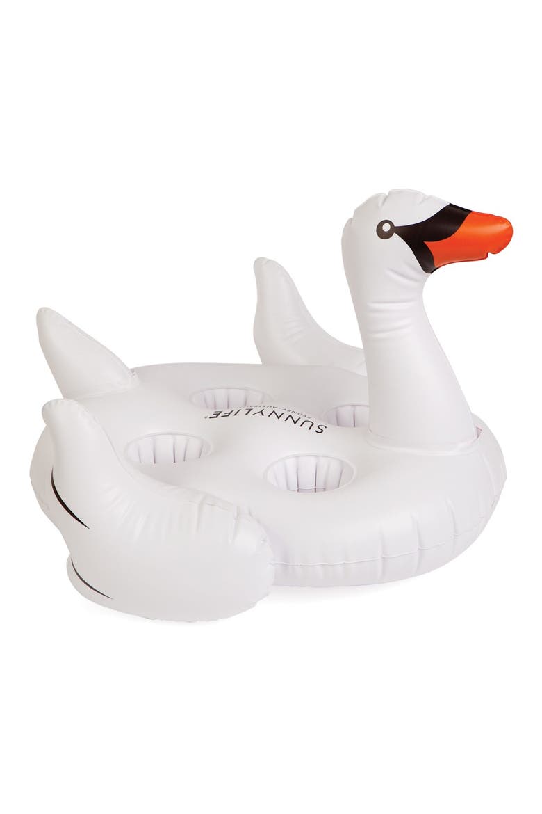 Inflatable Drink Holder Pool Float, Alternate, color, SWAN