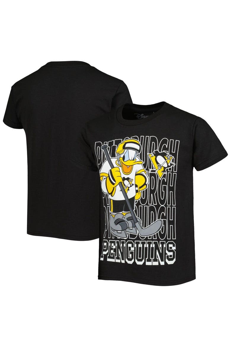 Youth Black Pittsburgh Penguins Disney Donald Duck Three-Peat T-Shirt, Main, color, Black