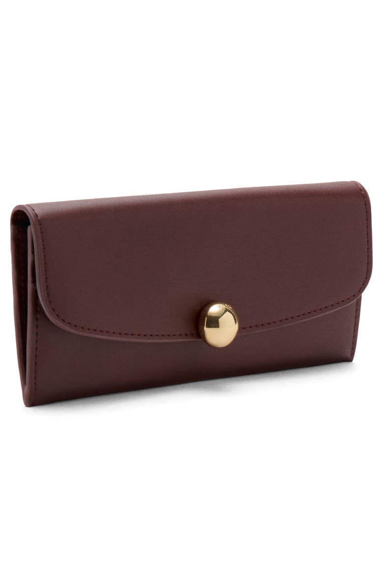 MANGO Faux Leather Flap Wallet, Alternate, color, Burgundy