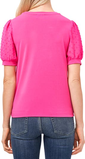 売れ筋商品|||セセ カットソー トップス レディース Women's Puff-Sleeve Mixed-Media Top New Ivory CeCe Puff Sleeve Mixed Media Top | Nordstrom