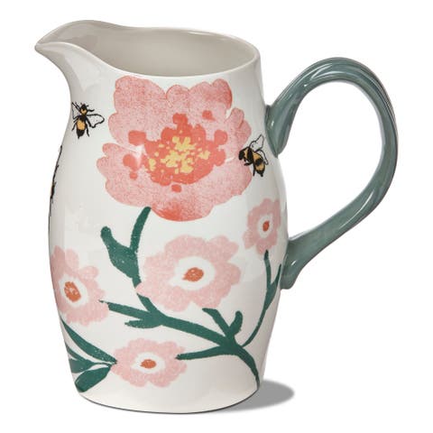 Bee Blossom Ceramic Beverage Pitcher Multicolor Summer Design