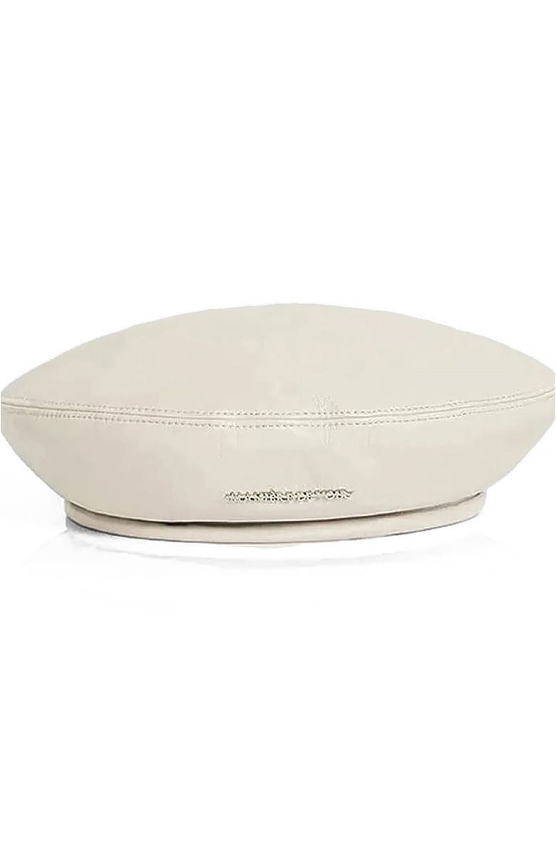 Manière De Voir Anya Leather Beret, Main, color, Beige